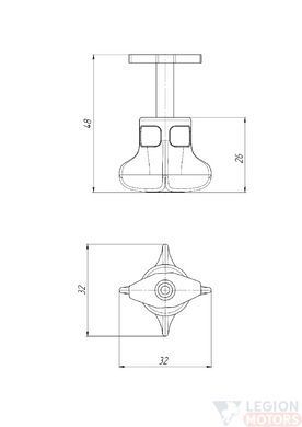 Чотиригранна пластикова ручка BORIKA FASTen Kn226 чорна з Т-болтом (01.17.019.01.01)
